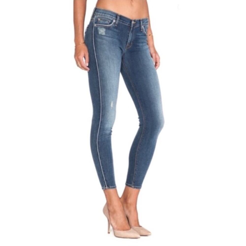 Hudson Dakota Super Skinny‎ Jeans Womens Size 31 Medium Wash Distressed Flap